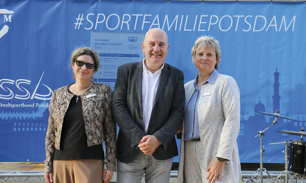 Die „Potsdamer Sportfamilie“: Anne Pichler Geschäftsführerin des SSB, Dirk Wolfgramm, Geschäftsführer der LSH und Ute Goldberg, Vorsitzende des SSB